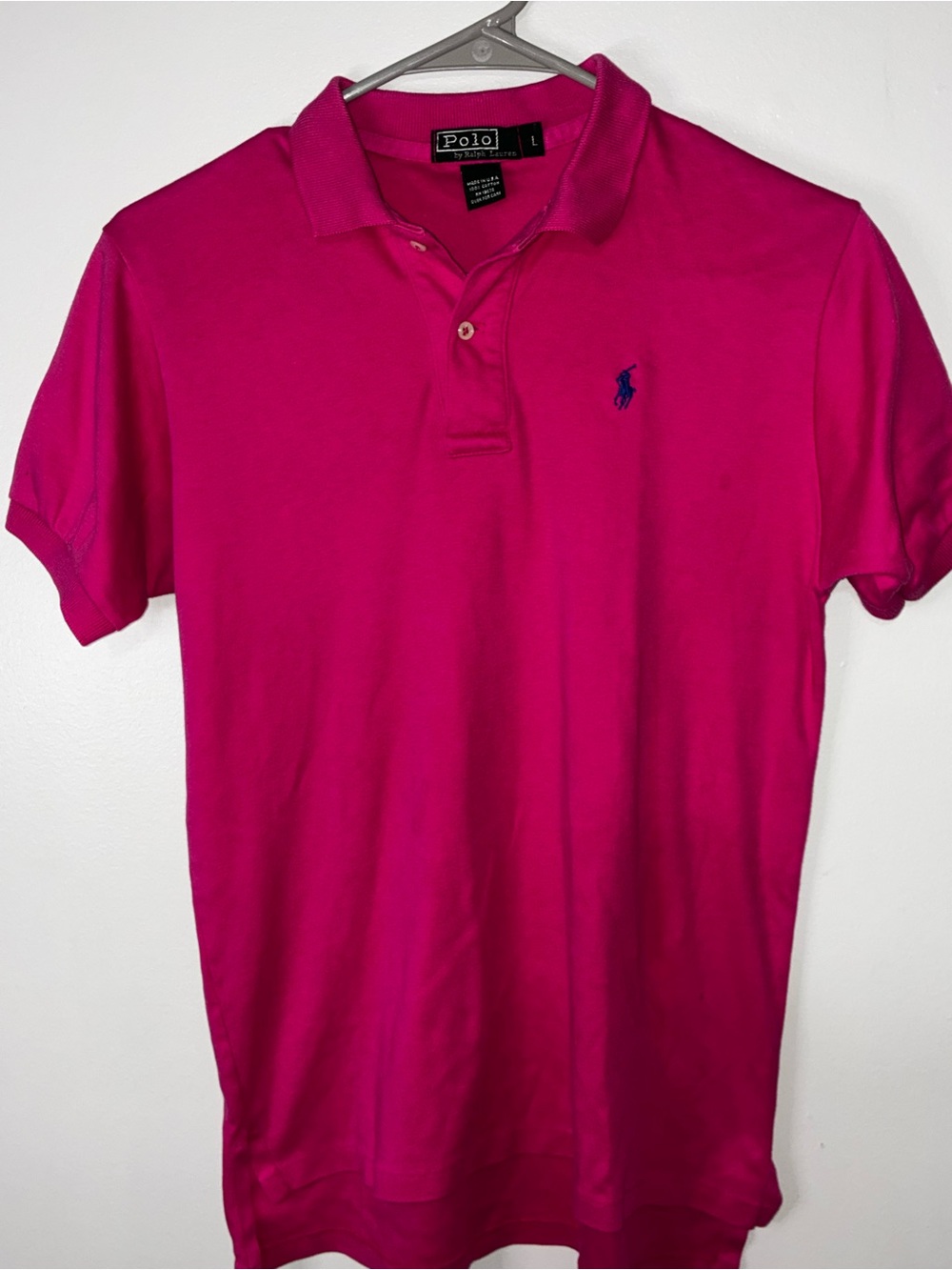 Ralph Lauren Men’s Hot Pink Polo with Navy Pony